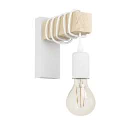 Eglo TOWNSHEND Wandlamp staal wit / Hout bruin H: 215 mm Clearance