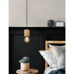 Eglo TURIALDO hanglamp hout, staal bruin, zwart H: 1100 mm | Ø 105 mm Discount