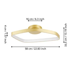 Eglo VALLEROSA Plafondarmaturen aluminium, staal geelkoper-geborsteld / Kunststof wit H: 75 mm Online