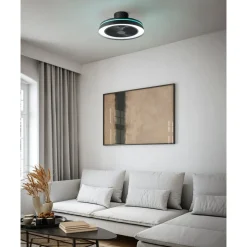 Eglo VALLONIA Ventilator met licht ABS zwart-mat / acryl melkkleurig H: 210 mm | Ø 480 mm Online