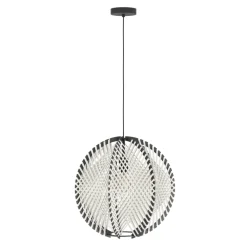 Eglo WAVERTON hanglamp staal zwart / textiel, hout wit, zwart H: 1100 mm | Ø 480 mm New