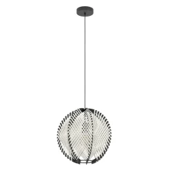 Eglo WAVERTON hanglamp staal zwart / textiel, hout wit, zwart H: 1100 mm | Ø 400 mm Discount