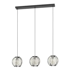 Eglo WAVERTON hanglamp staal zwart / textiel, hout wit, zwart H: 1100 mm Outlet