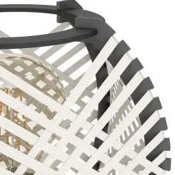 Eglo WAVERTON Tafellampen staal zwart / textiel, hout wit, zwart H: 400 mm | Ø 220 mm New