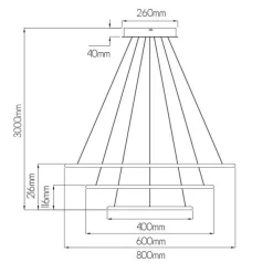 Fantasia ANNU Pendant 3 rings  99W 6435Lm SMD 3000K dimm ø800+600+400mm White