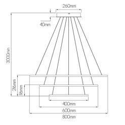Fantasia ANNU Pendant 3 rings  99W 3465Lm SMD 3000K dimm ø800+600+400mm black Outlet