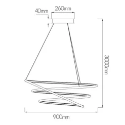 Fantasia BOA Pendant 105W SMD 3000K dimm ø900mm black 3m kabel Best