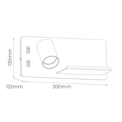 Fantasia DUSK wandl links + USB GU10 (excl) + LED 7W 2700K zwart + geb brons Sale
