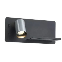 Fantasia DUSK wandl links + USB GU10 (excl) + LED 7W 2700K zwart + geb staal Hot