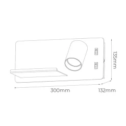 Fantasia DUSK wandl rechts + USB GU10 (excl) + LED 7W 2700K zwart + geb goud Clearance