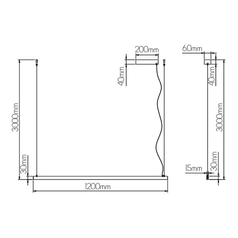 Fantasia GURI LED PENDEL 38W 3000K 1200MM WIT DIMBAAR (3M KABEL INCL) New