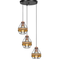 Fantasia JOTI pendel 3x E27 zwart + koper Outlet