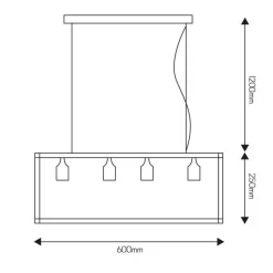 Fantasia KAGO black  pendant square lamp 4xE27 max 60W Discount