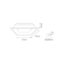 Fantasia MICRA SQ recessed spot 20W LED dimmable 3000K 1600lm 17cm