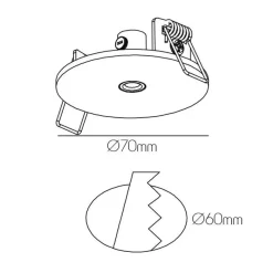 Fantasia 70mm Ø60mm inbouw basis voor pendel - zwart Outlet