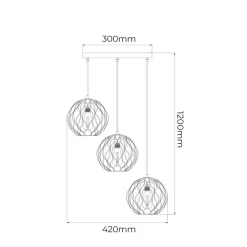 Fantasia ONDA pendel 3x E27 zwart + geborsteld goud Clearance