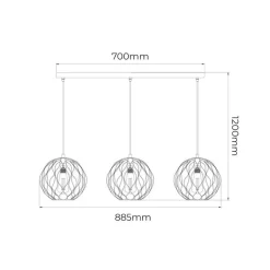 Fantasia ONDA pendel 3x E27 zwart + geborsteld goud Hot