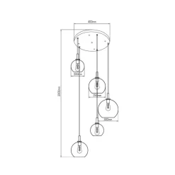 Fantasia OSIRA PENDEL E27 5L ZWART + GOUD AMBER GLAS Hot