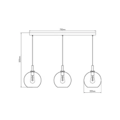 Fantasia OSIRA Pendel E27 3L Zwart, helder glas 3x Ø200mm Discount