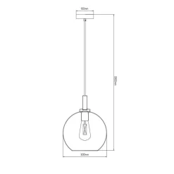 Fantasia OSIRA Pendel E27 Zwart + goud, amber glas Ø300mm Discount