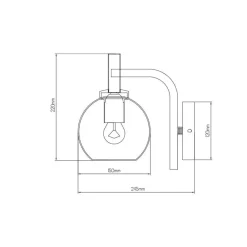 Fantasia OSIRA Wandlicht E27 Zwart + goud, amber glas Ø150mm New