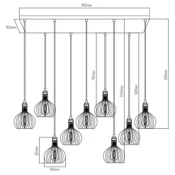 Fantasia RAGA 9x E27 pendel zwart+koper Online