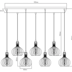 Fantasia RAGA 7x E27 pendel zwart+koper Clearance