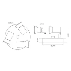 Fantasia RIVERA round 3L GU10 5W LED dimmable shiny chrom IP44 Clearance