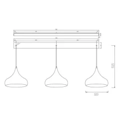 Fantasia RONIN pendant 120cm, 3xE27 incl, base black, pendant bl / gold Hot