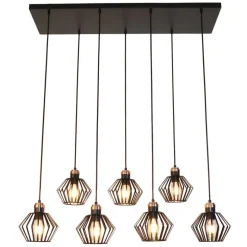 Fantasia SHURU 7x E27 pendel zwart+koper