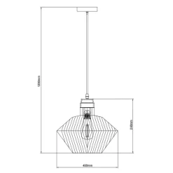 Fantasia SHURU 1x E27 pendel zwart + koper Ø40cm