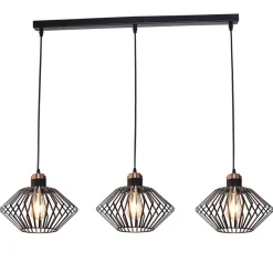Fantasia SHURU 3x E27 pendel zwart + koper balk Best