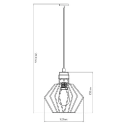 Fantasia SHURU 1x E27 pendel zwart+koper Ø16cm Outlet