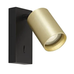 Fantasia TABOO 1L GU10 (excl) zwart + geborsteld goud, wand licht + schakelaar Outlet