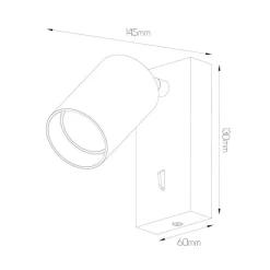 Fantasia TABOO 1L GU10 (excl) zwart + geborsteld goud, wand licht + schakelaar Outlet