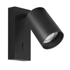 Fantasia TABOO 1L GU10 (excl) zwart, wand licht + schakelaar