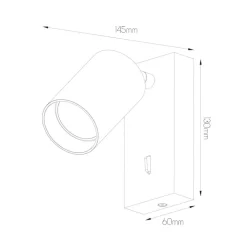 Fantasia TABOO 1L GU10 (excl) wit, wand licht + schakelaar Clearance