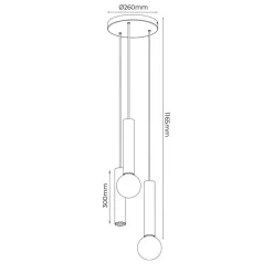 Fantasia TABOO pendel 3L 1xGU10 (excl) 2xE27 (excl) zwart + geborsteld staal Hot