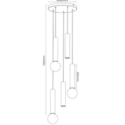 Fantasia TABOO pendel 5L 2xGU10 (excl) 3xE27 (excl) zwart + geborsteld brons Best