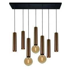 Fantasia TABOO pendel 7L 4xGU10 (excl) 3xE27 (excl) zwart + geborsteld brons New