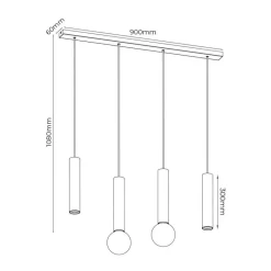 Fantasia TABOO pendel 4L 2xGU10 (excl) 2xE27 (excl) zwart + geborsteld brons Discount