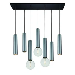 Fantasia TABOO pendel 7L 4xGU10 (excl) 3xE27 (excl) zwart + geborsteld staal Hot