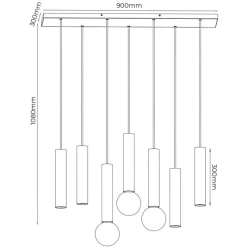 Fantasia TABOO pendel 7L 4xGU10 (excl) 3xE27 (excl) zwart + geborsteld staal Hot