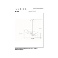 Lucide ALARA Hanglamp-Zwart-Ø72-LED-6xG4-1,5W-2700K-Glas Discount
