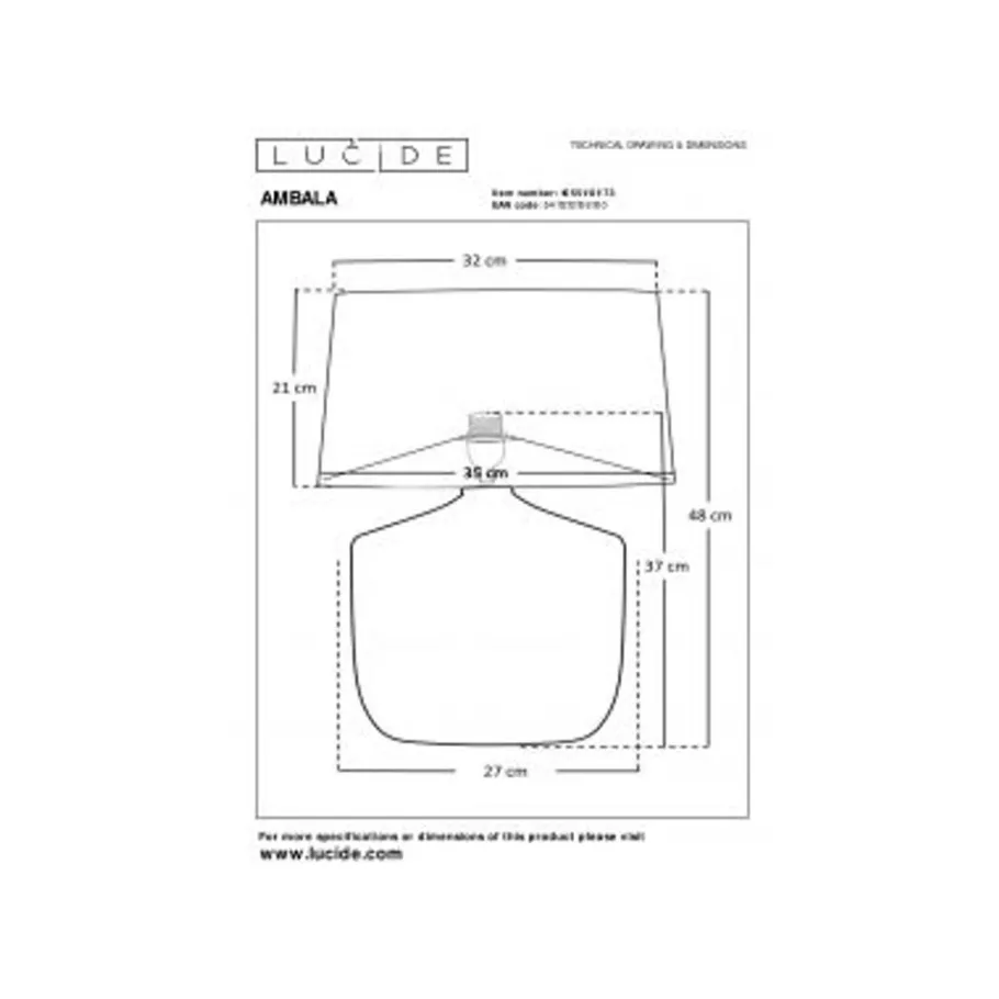 Lucide AMBALA Tafellamp-Nature.-1xE27-40W-Zeegra. Best