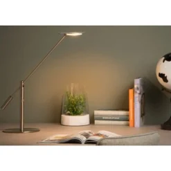 Lucide ANSELMO - Bureaulamp - Ø 25 cm - LED Dimb. - 1x9W 3000K - Mat chroom