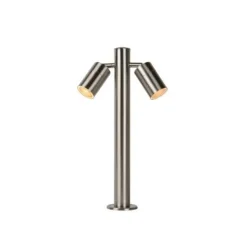 Lucide ARNE-LED - Sokkellamp Buiten - Ø 6,3 cm - LED - GU10 - 2x5W 2700K - IP44 - Mat chroom Sale