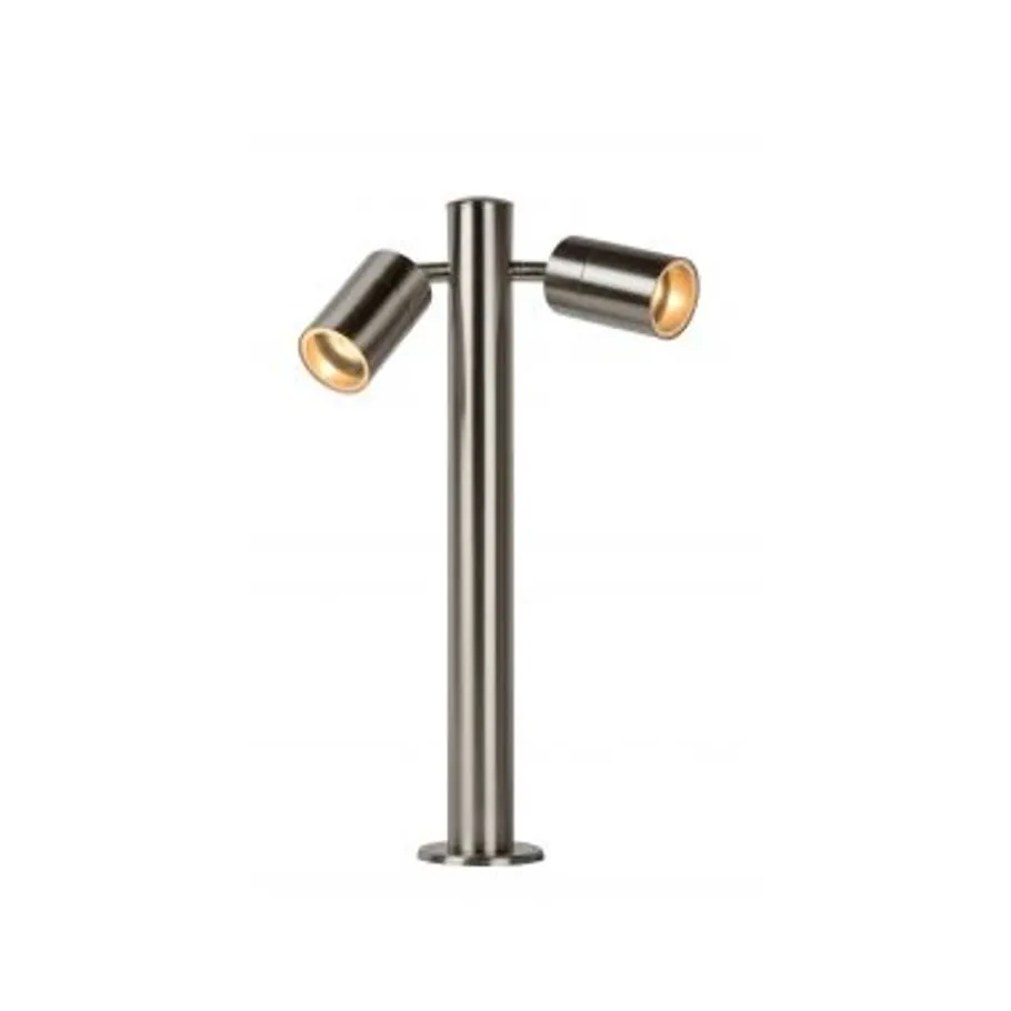 Lucide ARNE-LED - Sokkellamp Buiten - Ø 6,3 cm - LED - GU10 - 2x5W 2700K - IP44 - Mat chroom Sale