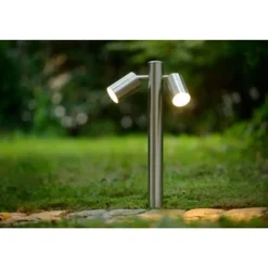 Lucide ARNE-LED - Sokkellamp Buiten - Ø 6,3 cm - LED - GU10 - 2x5W 2700K - IP44 - Mat chroom New