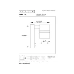Lucide ARNE-LED - Wandspot Buiten - Ø 6,3 cm - LED - GU10 - 1x5W 2700K - IP44 - Mat chroom Discount